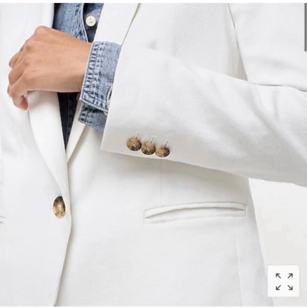 J. Crew Parke Blazer White Linen Classic Tailored Old Money Minimalist Fitted 6 - Picture 11 of 12
